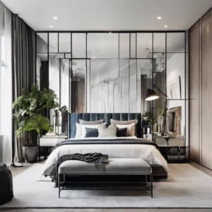 Minimalist Bedroom Ideas Mirrored Focal Point Creation