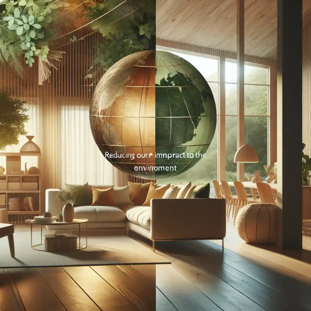 A sustainable living room with earth tone colors