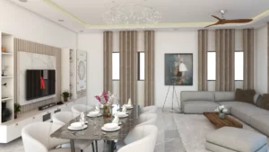 Living Room with Dining and TV Unit