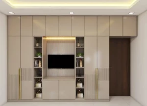 Wardrobe Integrated with TV Unit