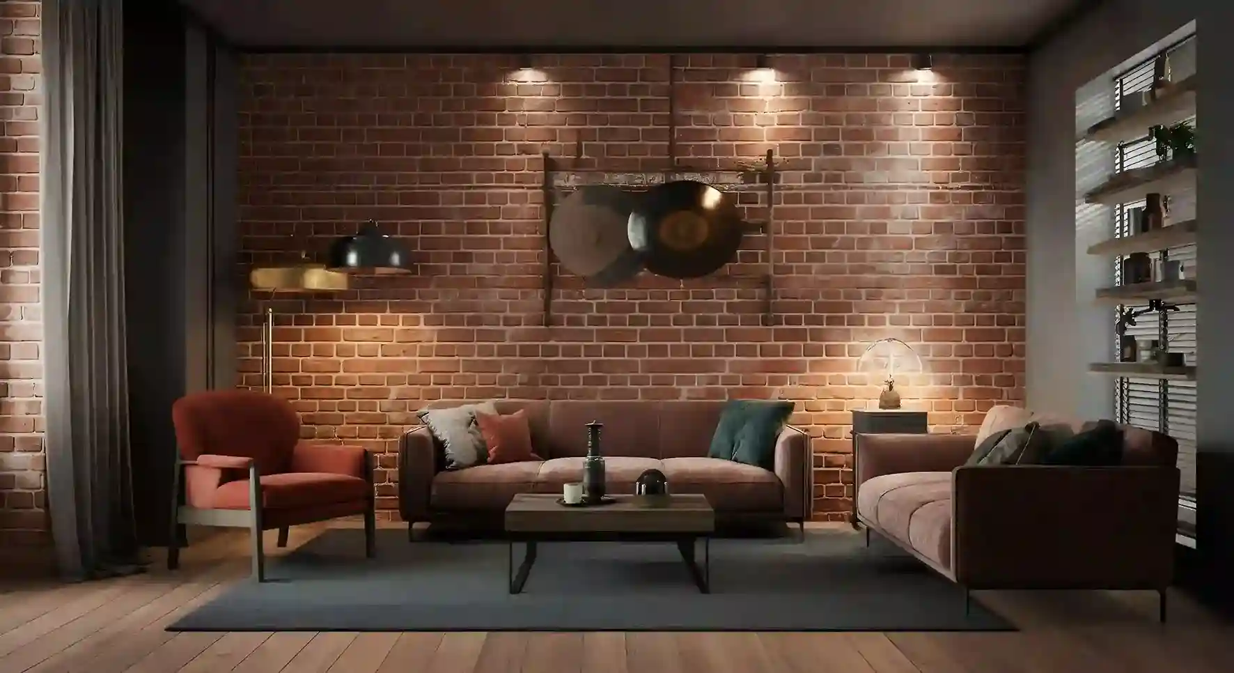 Contemporary Brick Red Wall Color