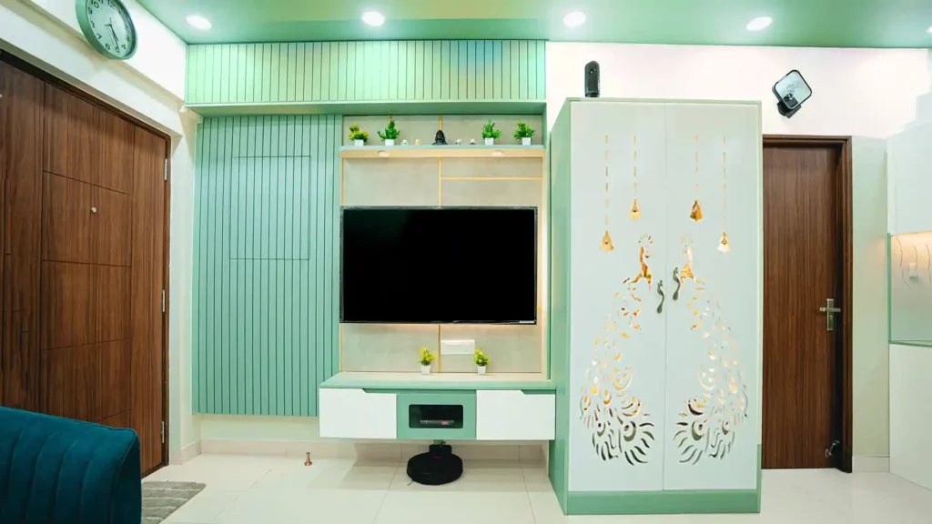 Living Room with Teal Theme