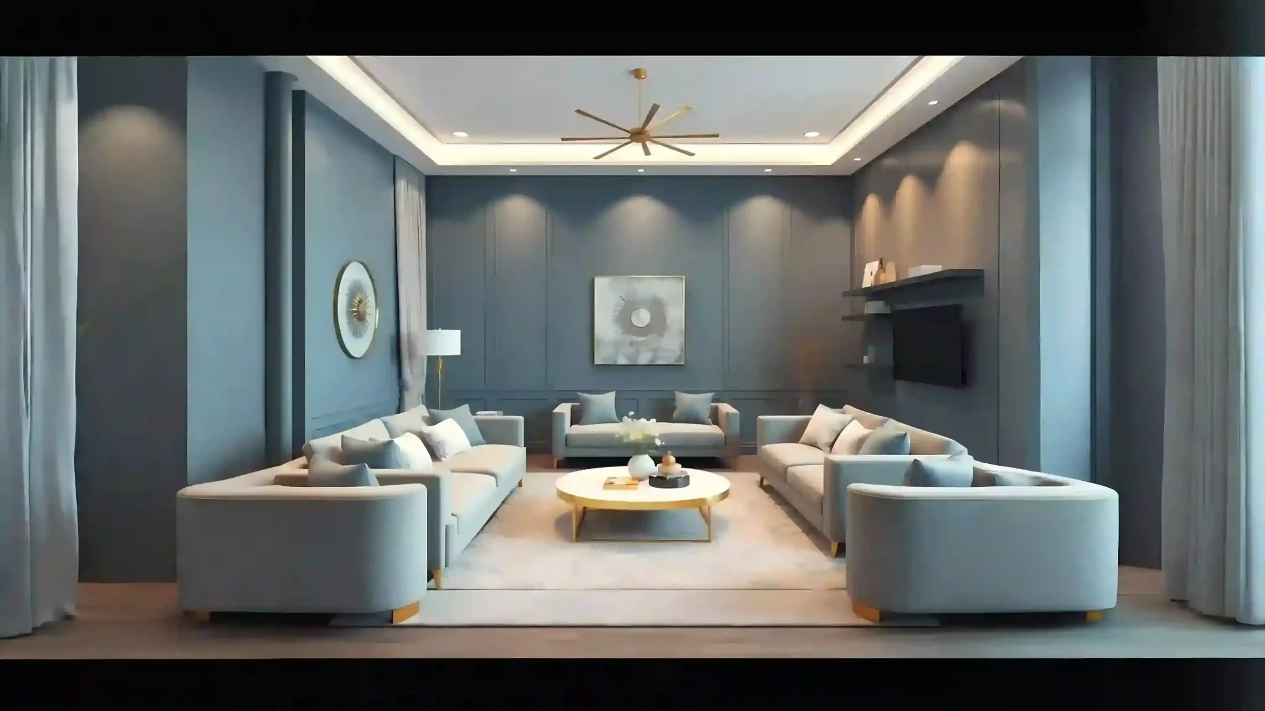 Modern Blue, Grey, and Beige Wall Color
